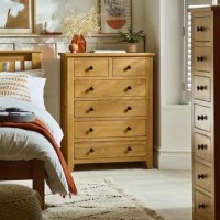 Tall Solid Oak Chest of 6 Drawers  - Marlborough - Julian Bowen 
