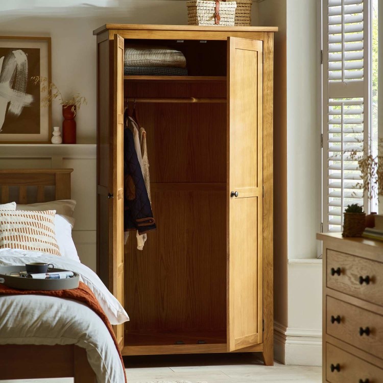 Solid Oak 2 Door Double Wardrobe - Marlborough - Julian Bowen