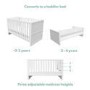 White Pine Wood Convertible 2-in-1 Cot Bed - Mason