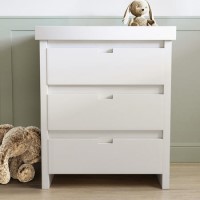 White Pine Wood Changing Unit with 3 Handleless Drawers - Mason