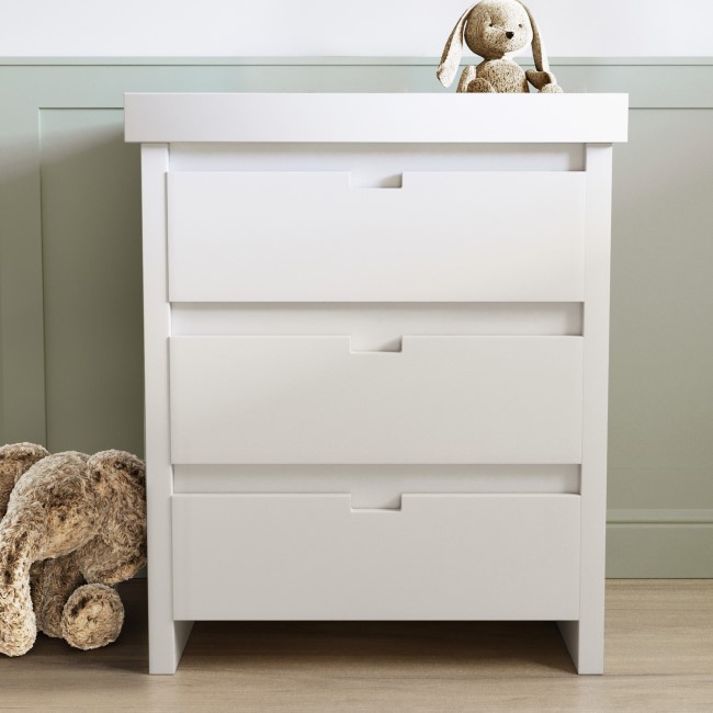 White Pine Wood Changing Unit with 3 Handleless Drawers - Mason