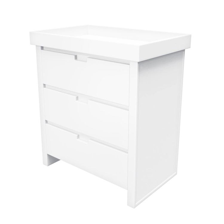 White Pine Wood Changing Unit with 3 Handleless Drawers - Mason