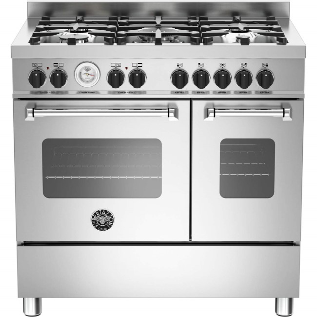 Bertazzoni Master Series 90cm Dual Fuel Double Oven Range Cooker - Stainless Steel