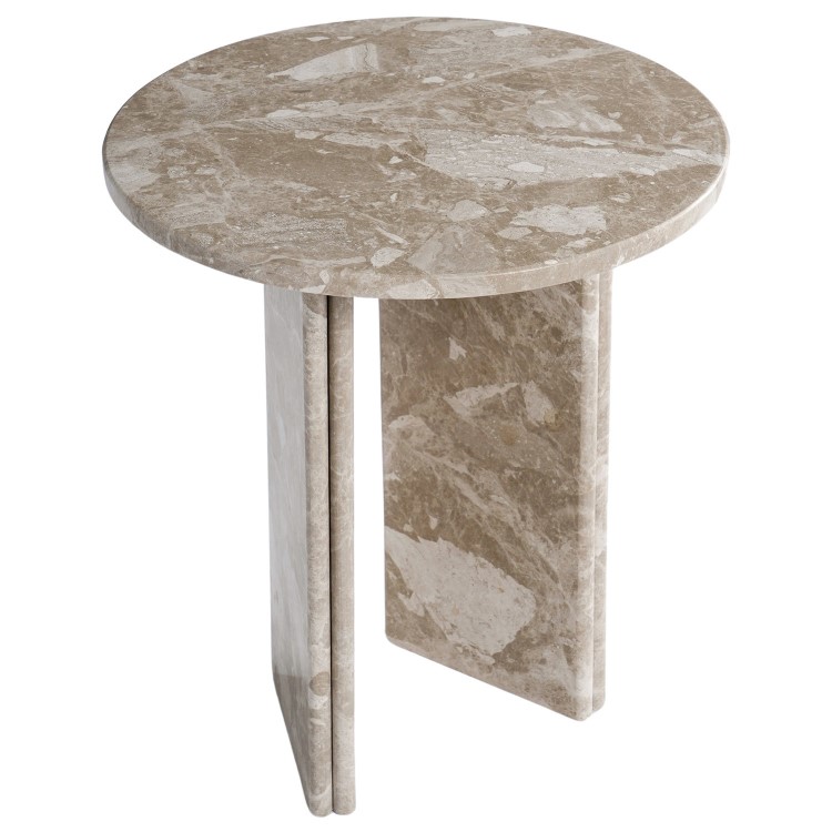 Round Beige Marble Side Table - Matilda