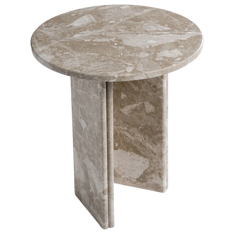 Round Beige Marble Side Table - Matilda