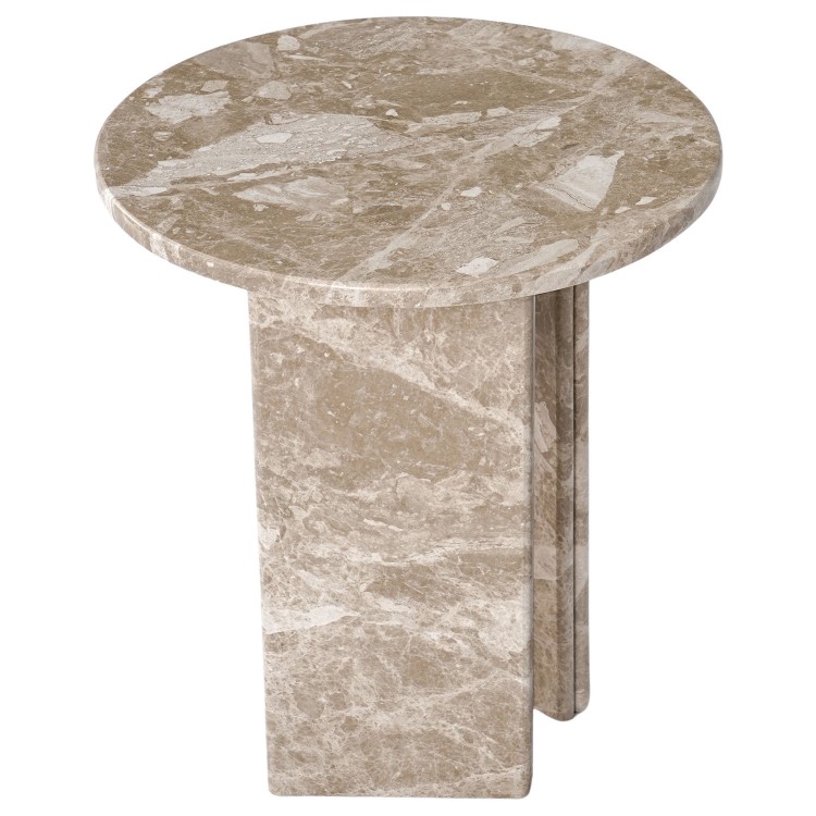 Round Beige Marble Side Table - Matilda
