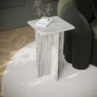 Square White Marble Side Table - Matilda Square White Marble Side Table - Matilda