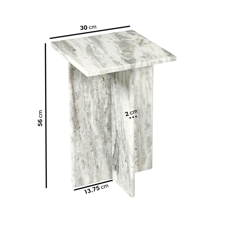 Square White Marble Side Table - Matilda