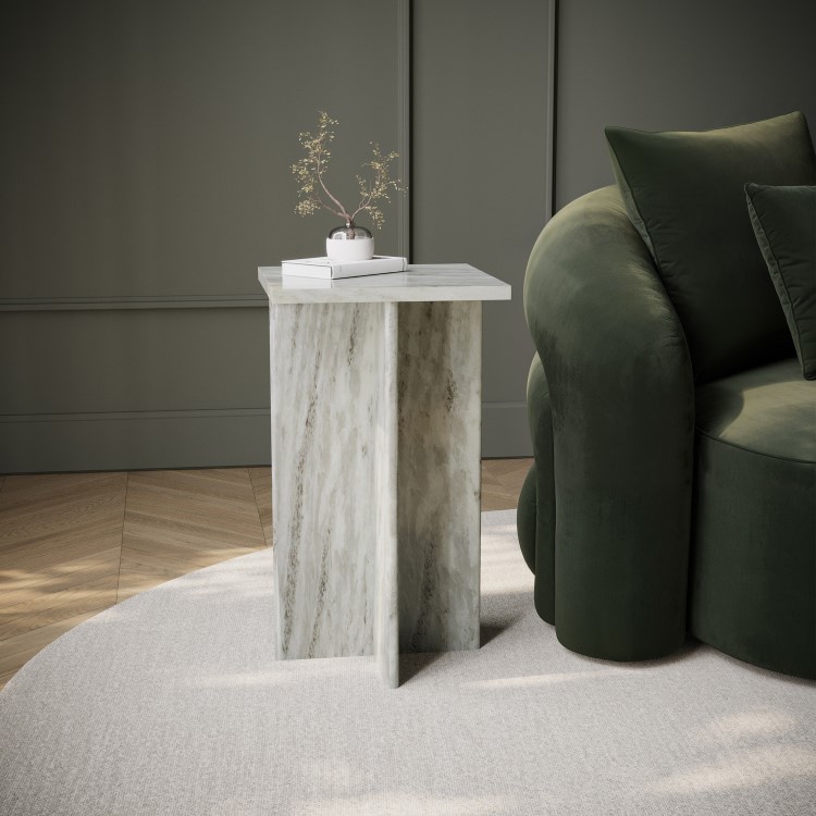 Square White Marble Side Table - Matilda