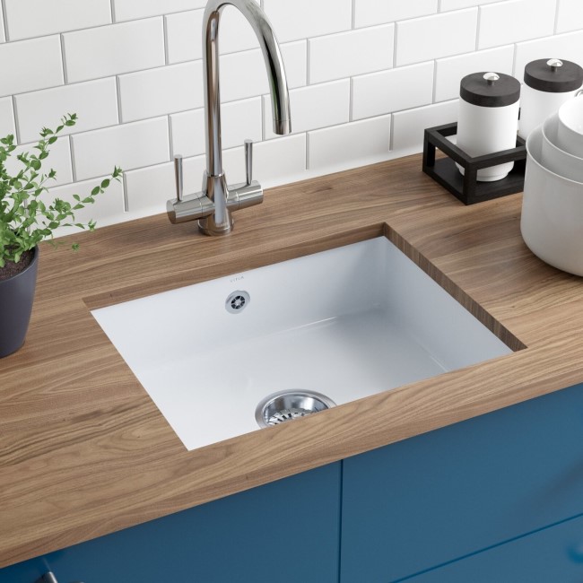 Single Bowl Undermount White Ceramic Kitchen Sink - Reginox