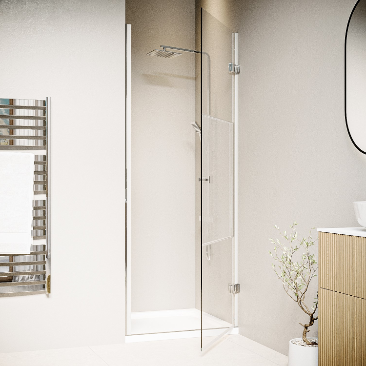 800mm Ribbed Glass Left Hand Hinged Shower Door 8mm Glass - Matira