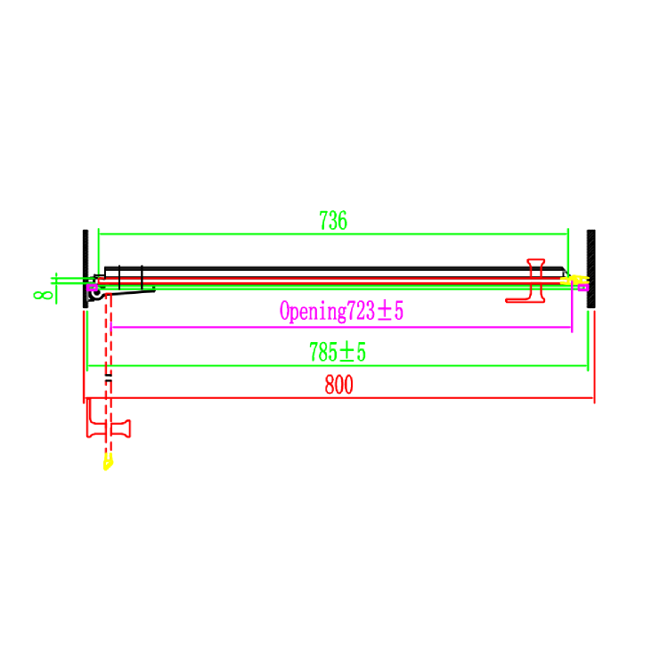GRADE A1 - 800mm Fluted Glass Right Hand Hinged Shower Door 8mm Glass - Matira