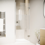 ONLY OPENED - Chrome 8mm Fluted Glass Hinged Shower Door 800mm Left Hand - Matira