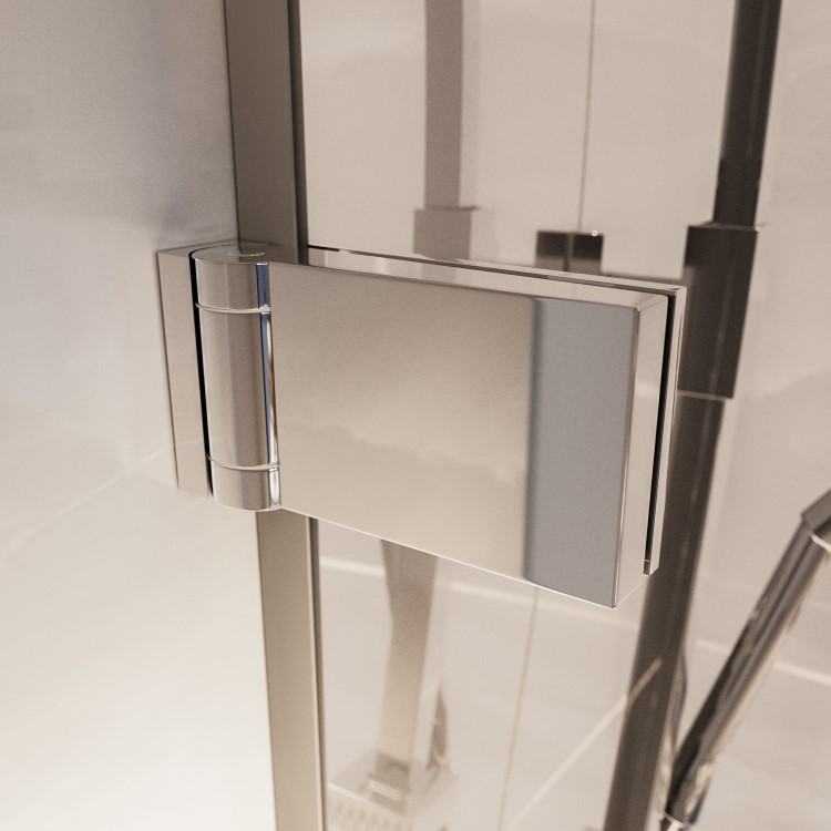ONLY OPENED - Chrome 8mm Fluted Glass Glass Hinged Shower Door 900mm Left Hand - Matira
