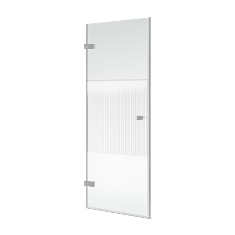GRADE A1 - 800mm Fluted Glass Right Hand Hinged Shower Door 8mm Glass - Matira