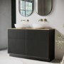 ONLY OPENED - Matira 1240mm Fluted Floorstanding Black Vanity Unit
