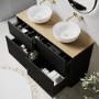 ONLY OPENED - Matira 1240mm Fluted Floorstanding Black Vanity Unit