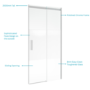 1200mm Ribbed Glass Left Hand Sliding Shower Door 8mm Glass - Matira
