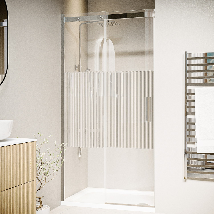 1200mm Ribbed Glass Right Hand Sliding Shower Door 8mm Glass - Matira