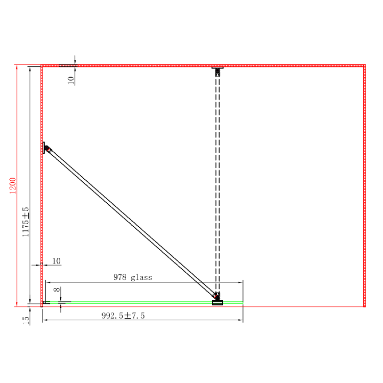 1000mm Ribbed / Fluted Glass Shower Screen for Wet Room & Walk In Shower - Matira