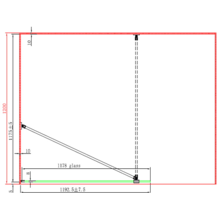 1200mm Brushed Brass Ribbed / Fluted Glass Shower Screen for Wet Room & Walk In Shower - Matira