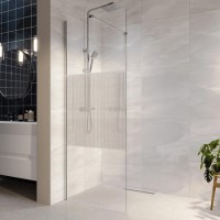 900mm Ribbed Glass Shower Screen for Wetroom & Walk In Shower - Matira