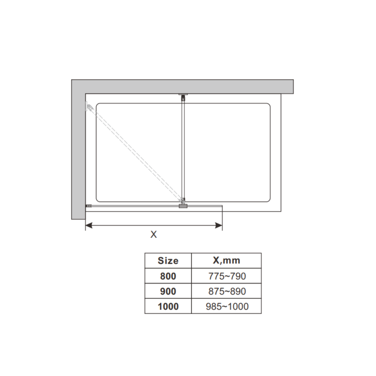 900mm Ribbed Glass Shower Screen for Wetroom & Walk In Shower - Matira