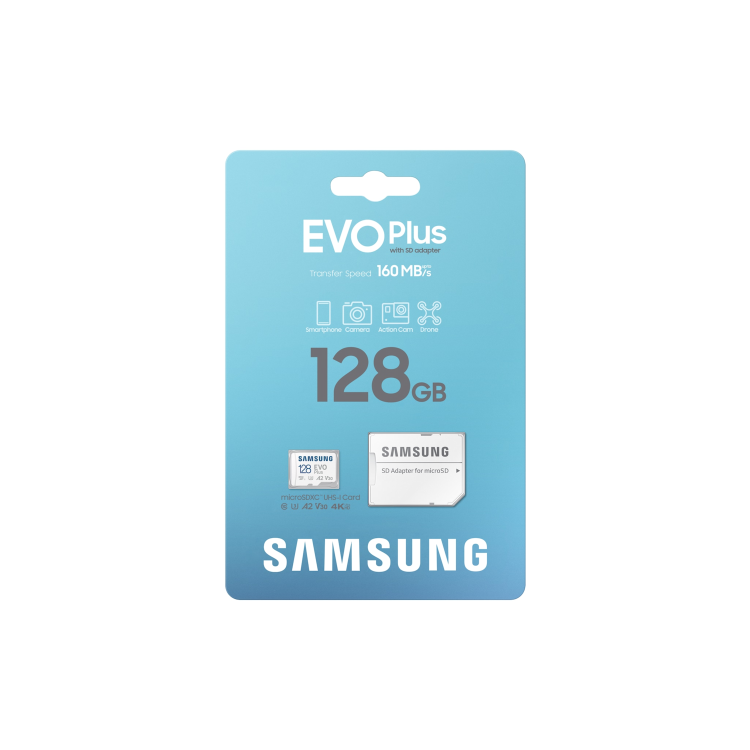 Samsung EVO Plus 128GB MicroSDXC Memory Card + microSD to SD adapter