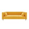 Yellow Velvet 3 Seater Sofa Bed with Cushions - Sleeps 2 - Mabel