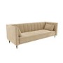 Beige Velvet 3 Seater Sofa Bed with Cushions - Sleeps 2 - Mabel