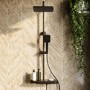 Black Thermostatic Mixer Shower Set with Push Button & Shelf - Mika