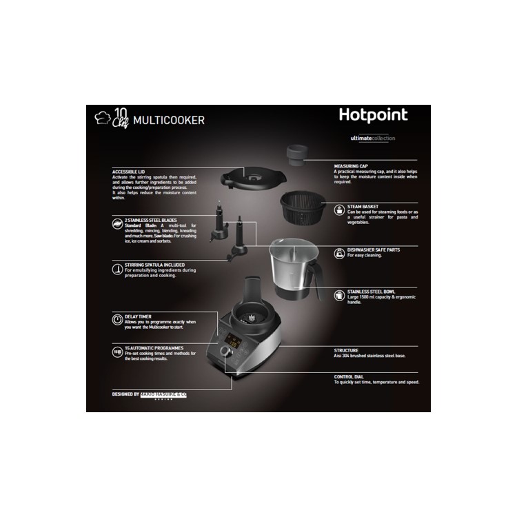 Hotpoint MC057CUM0UK Ultimate Collection 10Chef Multicooker Blender - Black
