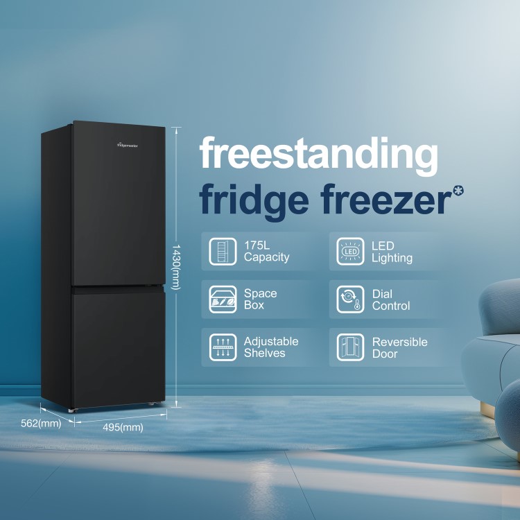 Fridgemaster 175 Litre Freestanding Fridge Freezer - Black