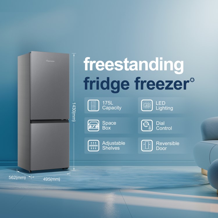 Fridgemaster 175 Litre 60/40 Freestanding Fridge Freezer - Silver