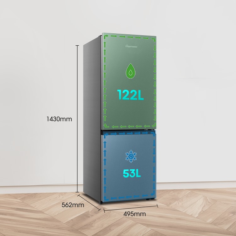 Fridgemaster 175 Litre 60/40 Freestanding Fridge Freezer - Silver