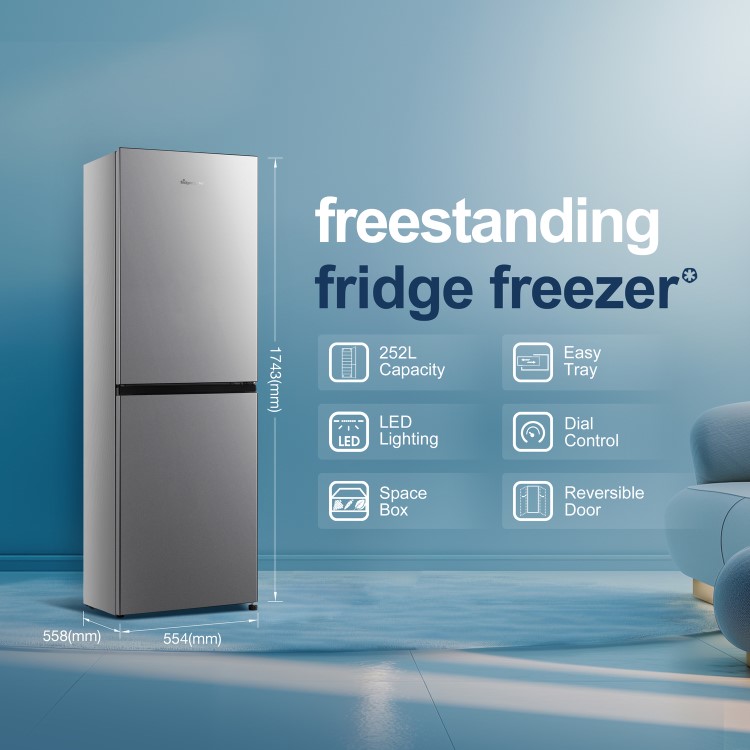 Fridgemaster 252 Litre 50/50 Freestanding Fridge Freezer - Silver