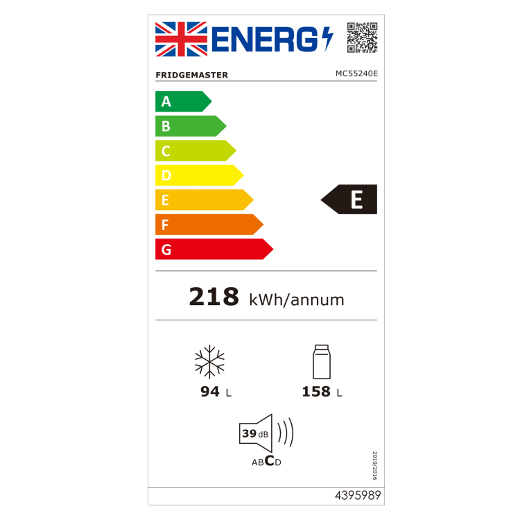 Fridgemaster 252 Litre 50/50 Freestanding Fridge Freezer - White