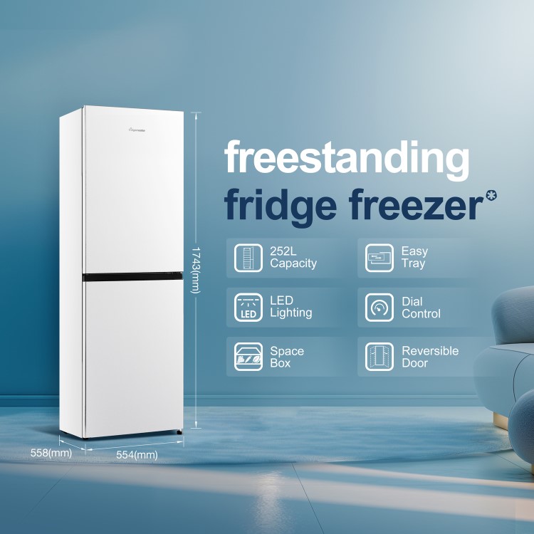 Fridgemaster 252 Litre 50/50 Freestanding Fridge Freezer - White