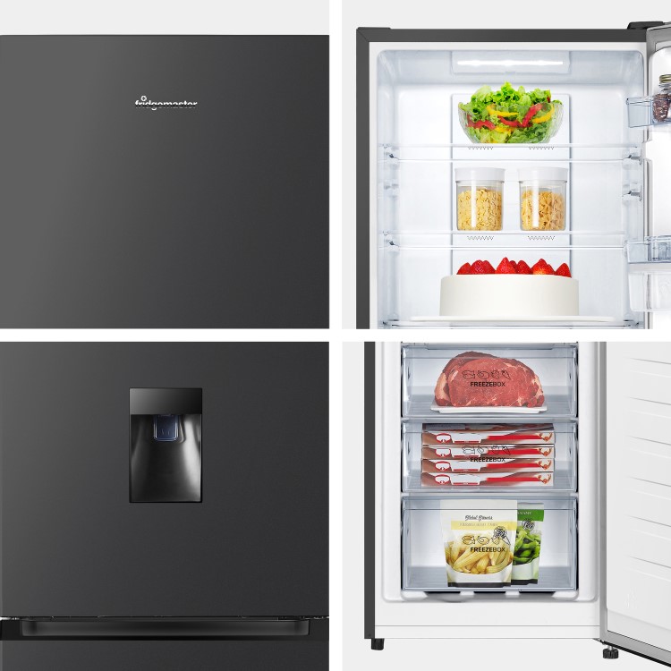 Fridgemaster 256 Litre 50/50 Freestanding Fridge Freezer - Black