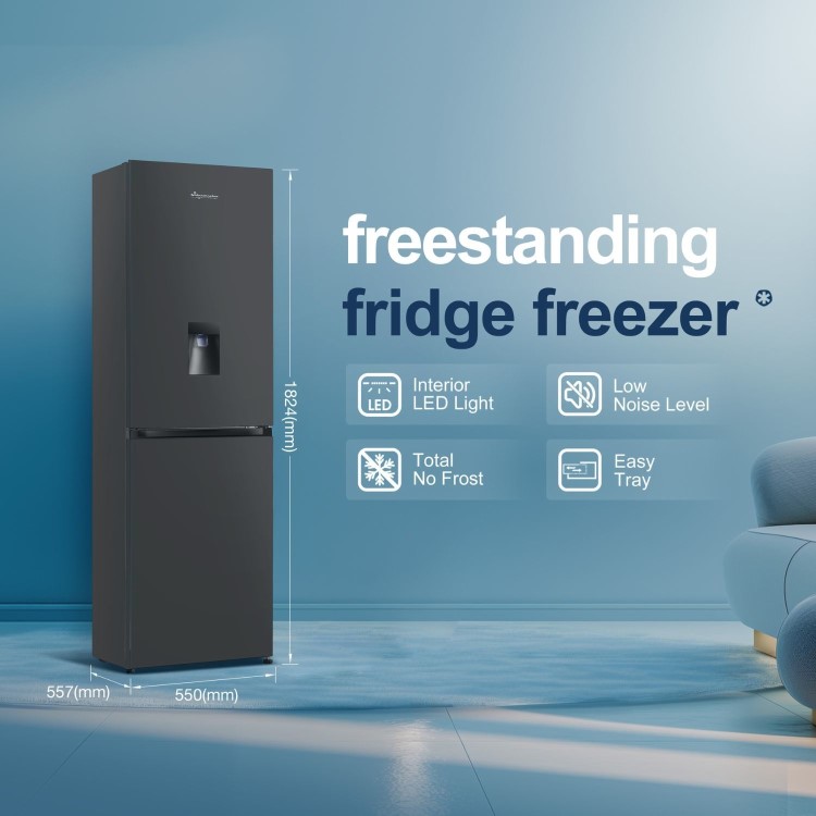 Refurbished Fridgemaster 256 Litre 50/50 Freestanding Fridge Freezer - Black