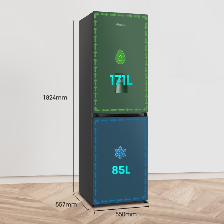 Refurbished Fridgemaster 256 Litre 50/50 Freestanding Fridge Freezer - Black