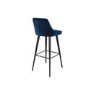 Navy Blue Velvet Bar Stool with Back - 77cm - Macie