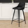 Charcoal Velvet Kitchen Stool with Back - 66cm - Macie