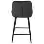 Charcoal Velvet Kitchen Stool with Back - 66cm - Macie