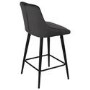 Charcoal Velvet Kitchen Stool with Back - 66cm - Macie
