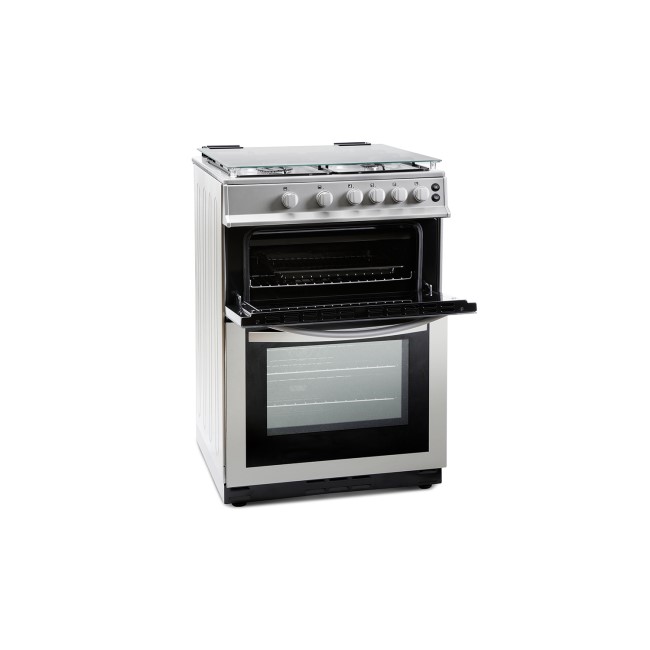 Montpellier MDG600LS 60cm Double Oven Gas Cooker With Lid Silver - LPG Jets Included