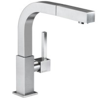 Smeg MDQ5-CSP Brushed Chrome Single Lever Mixer Tap with Square Spout and Pull-Out Spray