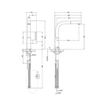 Smeg MDQ5-CSP Brushed Chrome Single Lever Mixer Tap with Square Spout and Pull-Out Spray