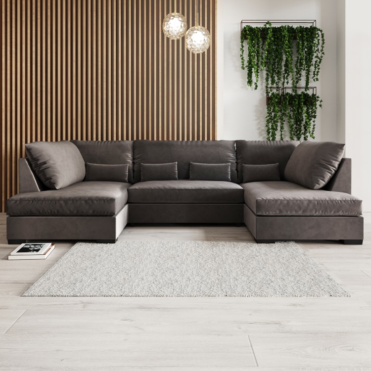 Mink Velvet U Shaped Sofa - Seats 4 - Madison
