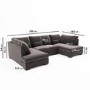 Mink Velvet U Shaped Sofa - Seats 4 - Madison